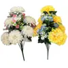 Ramo de Crisantemos Dalia de 17 Cabezas para el Festival Qingming, Flores Artificiales para Ofrendas en Tumbas, Flores de Seda al por Mayor, Venta Directa del Fabricante, Flores Realistas