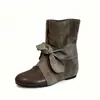 Botines Vintage de Cordones Reversibles para Mujer Botas Martin Plegadas Estilo Francés Tacón Oculto de 5 cm para Personas Bajitas Tacón Grueso Sencillo Botas Adelgazantes CM