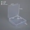 Caixa quadrada de plástico transparente, caixa para embalagem de itens pequenos, esponja de pó, equipamento de pesca, ferragens, distintivo, cartão e caixa de armazenamento de contas