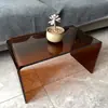 Mesa de Centro Acrílica Transparente com Efeito Ondas d'Água para Sala de Estar, Pequeno Gabinete Lateral Flutuante para Varanda, Mesa Pequena para Janela Bay