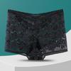Ropa Interior de Encaje de Belleza de Tres Conejos para Mujer de Cintura Media-alta Sexy Hueca Transparente Flor Algodón Puro Calzones