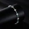 Nuevo Pulsera de Trébol Super Brillante para Mujer, Diseño Único, Versátil, Ajustable, Pulsera de Lujo Ligero con Turquesa Azul