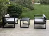 Conjunto de Sofá, Mesa de Centro, Assento e Banqueta de Liga de Alumínio para Exterior para Pátio, Varanda Ensolarada e Móveis de Exterior