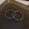 Pendientes de Aro Geométricos con Pasador de Plata Estilo Simple Europeo y Americano, Pendientes Versátiles Casuales Personalizados, Pendientes de Moda de Gama Alta Nicho