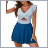 Roupa de Banho Explosiva Transfronteiriça Feminina com Saia Cruzada Franzida Tankini Roupa de Banho Amazon Comércio Exterior Roupa de Banho