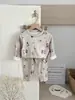 Conjunto de Ropa de Casa Sin Costuras DeRong Otoño e Invierno para Niños [10A Antibacteriano] Conjunto de Dos Piezas de Top y Pantalones de Otoño para Niños y Niñas