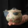 Tetera de Cerámica con Glaseado de Caramelo de Girasol, Tetera Individual Vintage Kung Fu Tea, Tetera de Mano Esmaltada de Horno Doméstico Set de Té