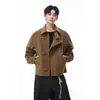 Hebilla Metálica Retro de Avión Chaqueta Corta de Solapa para Hombre Otoño Marca de Moda Corte Holgado Fresca y Traviesa Chaqueta de Motociclista
