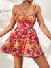 2025TEMU TK ropa de mujer transfronteriza vestido estilo vacacional primavera y verano nuevo vacacional junto al mar floral cuello cuadrado falda