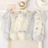 Calcetines de Niña Verano Malla Finos Transpirables Calcetines Grises Infantiles Lindos Gato de Dibujos Animados Calcetines Blancos con Encaje Tobilleros