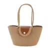 Bolso nuevo tejido bandolera bolso de mano simple cubo bolso de paja bandolera vacaciones Tailandia bolsa de mano de cuerda de algodón
