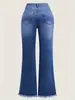 Pantalones acampanados de mezclilla azul oscuro, vintage, bordados, de tiro medio, largos hasta el suelo, para mujer, para todas las estaciones, transfronterizos