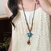 Collar Bohemio Estilo Retro Collar con Colgante de Mariposa de Cerámica Estilo Hong Kong Collar Nuevo Estilo Étnico para Mujer Estilo Largo