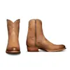 Botas Casuales Versátiles para Hombre de Tacón Cuña Plano, Punta Fina, Punta Redonda, Bordadas, Retro, Media Pantorrilla J Zapatos Nuevos 020009