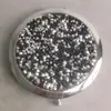 Espejo plegable de doble cara de diamante de alta calidad, espejo cosmético portátil de metal cristalino con logotipo redondo, espejo de regalo