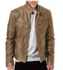 Chaqueta de cuero de comercio exterior para hombre, estilo punk, con cuello levantado, estilo juvenil, para motocicleta, con logotipo, para Europa y América.