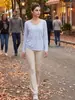 Weiman Hilo de Bambú Cuello en V Ropa de Yoga Manga Larga Cubre todo Secado Rápido Ajuste Lateral con Cordón Camiseta Deportiva Fitness Running para Mujer