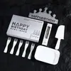Set de vajilla para pastel de cumpleaños, platos de papel, cubiertos desechables, caja de regalo, sombrero, vela, combinación de cajas