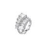 Anillo de Zirconia para Mujer Anillo de Dedo de Fila Cuadrada de Personalidad Simple Apertura Ajustable Anillo de Dedo para Dieta Joyería de Diamantes de Fila de Diamantes Completa de Lujo Ligero
