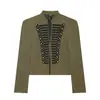 Roupas femininas transfronteiriças 2026 Europeu e Americano slim fit fivela de gancho de metal ombreira jaqueta blazer para mulheres D526047