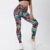 Europa y Estados Unidos transfronterizos nuevo estampado digital de alta definición talla grande cintura alta elásticos para correr entrenamiento yoga pantalones leggings
