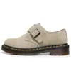 Zapatos de Cuero Suede 1461 de Caña Baja para Mujer, Botines Cortos de Cuero Genuino Estilo Británico con Hebilla, Zapatos Casuales de Punta Redonda para Trabajo para Hombres y Mujeres Parejas