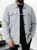 Nueva Chaqueta Abrigo Casual de Hombre Amazon Transfronterizo Otoño Waffle Color Sólido Bolsillo Superior Manga Larga