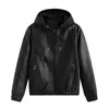 Jaqueta de Couro com Capuz Transfronteiriça Masculina Outono Inverno Jaqueta de Couro Estilo Coreano Casual Tendência Capuz Jaqueta de Trabalho para Motocicleta