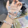 Pó de Cristal Branco Natural Cristal com Toque Fresco, Pulseira de Água-Marinha, Simples e Exquisita, Círculo Único, Presente Popular para Mulheres