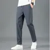 Pantalones Largos Casuales Cómodos de Seda de Hielo para Hombre Verano Rectos Elásticos Sueltos Transpirables de Secado Rápido Pantalones Largos Rectos Casuales