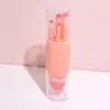 Brocha de maquillaje portátil 5 en 1 con tapa, brocha de rubor de doble cabeza, brocha para polvos, brocha para sombras de ojos, herramienta de belleza multifuncional