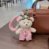 Macacão Fofo e Estiloso, Chaveiro de Urso Personalizado, Óculos de Natação com Padrão da Moda, Decoração de Pingente de Bolsa de Boneca de Pelúcia