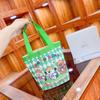 Cubeta Linda Ilustrada Portátil Estilo Coreano Femenina Bolsa de Almuerzo para Mamá Bolsa Pequeña para el Trabajo Lienzo con Graffiti Infantil