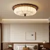 Estética da Dinastia Song Tecido Teto de Quarto Lâmpada Grão de Madeira de Nogueira Estilo Wabi-Sabi Atmosfera Retro Americana Lâmpada de Quarto Protetora para os Olhos