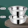 Cuenco de acero inoxidable para rallar, cuenco grueso multiusos, colador de arroz, juego de tres piezas, cuenco para condimentos y cuenco, cuenco para sopa, cuenco para hervir, cuenco para lavar verduras