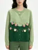 Elegante Casaco Cardigan Tricô Floral Tridimensional em Contraste de Cores 2026 Outono/Inverno Novo Estilo Doce Gentil Cardigan Tricotado para Mulheres