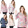 Chamarra Estampada de Manga Larga con Cuello Redondo de Amazon, Uniforme de Enfermera de Hospital Elástico, Bata de Cirugía, Cárdigan para Salón de Belleza