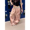 Comercio transfronterizo marca de moda vintage estilo americano 98 pantalones holgados de pierna ancha con estampado de leopardo y patchwork para mujer, pantalones casuales de verano YZ con cordón adelgazante