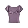Camiseta Amarela Gola V Estilo Americano Manga Curta para Mulheres, Top Cropped Sexy Slim-Fit de Verão para Figuras Baixas, Tendência
