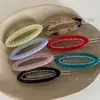 Pasador Ovalado de Diamantes de Colores de Lujo Ligero para la Parte Trasera de la Cabeza de Mujer, Pasador de Flequillo Lateral de Nicho Estilo Lujo Ligero de Gama Alta