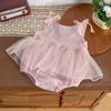 Mameluco de Verano para Bebé Niña Malla Princesa Ha Ropa Recién Nacida Niña Bebé Dulce Lazo Tirantes Traje para Salir