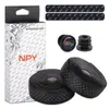 Fita de Guidão de Bicicleta de Estrada Npy com Bolinhas Couro Bicolor Perfurado Tira de Guidão de Bicicleta Absorvente de Choque Respirável Perfurada Tira de Guidão de Bicicleta Fixa