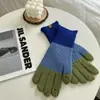 Guantes de Punto de Lana de Color Contrastante Cálidos para Otoño e Invierno, Guantes sin Dedos para Pantalla Táctil