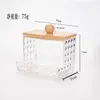 Caja Cuadrada Transparente de Plástico para Bastoncillos de Algodón para Maquillaje, Algodón Desmaquillante, Caja de Almacenamiento Portátil de PS