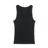 Regata Estampada de Gola U sem Mangas Doce e Picante, Nova Peça Versátil de Verão Slim-Fit Casual Esportiva Base para Mulheres