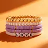 Joias Europeias e Americanas Transfronteiriças Joias de Mão Colorido Argila Macia Retrô Elegante Colorido Pérola Argila Macia Pulseira Pulseira Amor 5 Peças