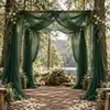 Tela de Fondo para Arco de Boda Tul de Belleza Cortina de Gasa Plisada Decoración de Boda en el Césped Fiesta al Aire Libre
