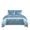 Funda de edredón jacquard de satén de lujo ligero estilo europeo, juego de ropa de cama de tres piezas con sábana y funda de edredón