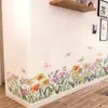 Br3979M Acuarela Fresca Estilo Pastoral Arbusto de Flores Mariposa Libélula Adhesivo de Pared Autoadhesivo Pegatina Decorativa de Pared para Línea de Pie