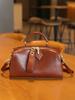 Verano 2025 Nuevo Nicho de Alta Gama Cuero Genuino Portátil Hombro Moda Combinable Gran Capacidad Bandolera Bolso Boston